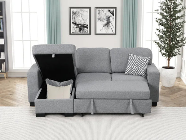 PACIFIC GRAY REVERSIBLE SECTIONAL WITH PULL-OUT BED