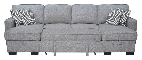 SAHARA GREY DOUBLE STORAGE CHAISE SECTIONAL W/ DROP DOWN CUPHOLDERS