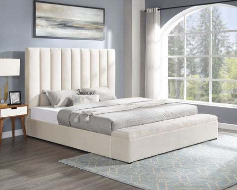 VALENCIA PLATFORM BED BEIGE AVAILABLE IN QUEEN AND KING SIZES